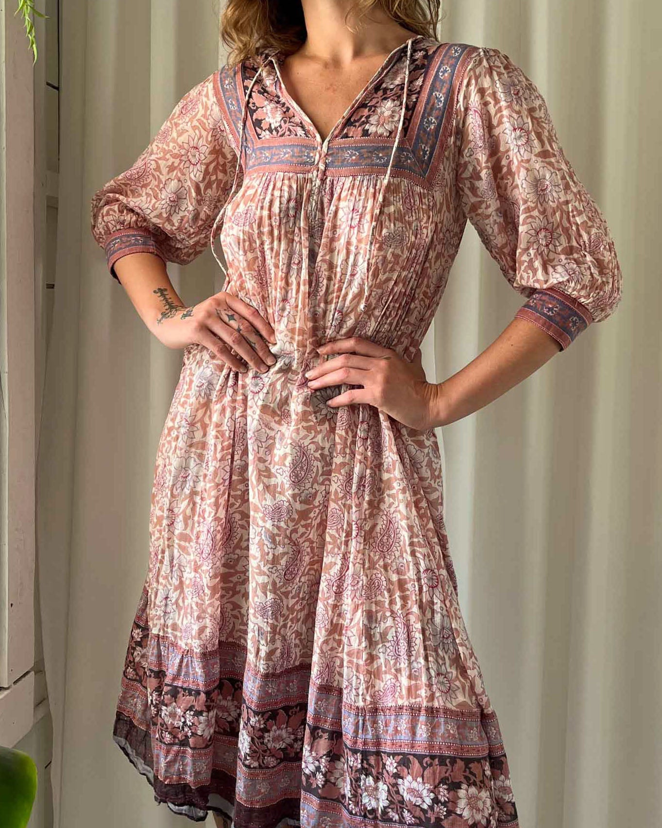 indian cotton hippie dresses GORGEOUS 70's INDIAN COTTON Dress/70's Hippie Dress/boho Dress/indian Print Dress/bohemian Dresses/cotton Maxi Dresses/mint Condition
