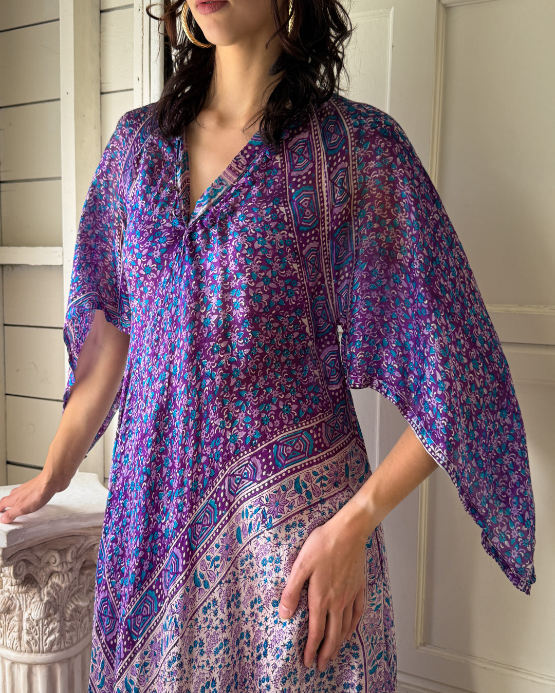 70s Indian Silk Dress | XS-M