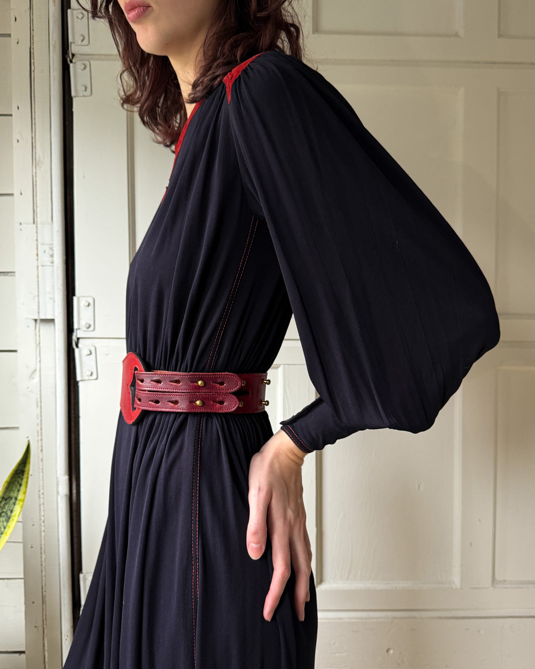 70s Jean Muir Rayon Dress | S-M