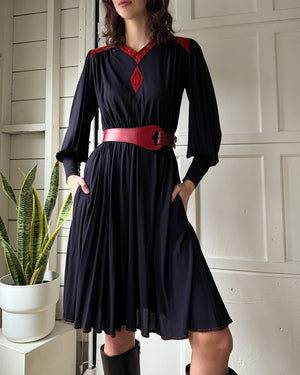 70s Jean Muir Rayon Dress | S-M