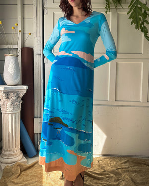 70s Scenic Maxi Dress | M