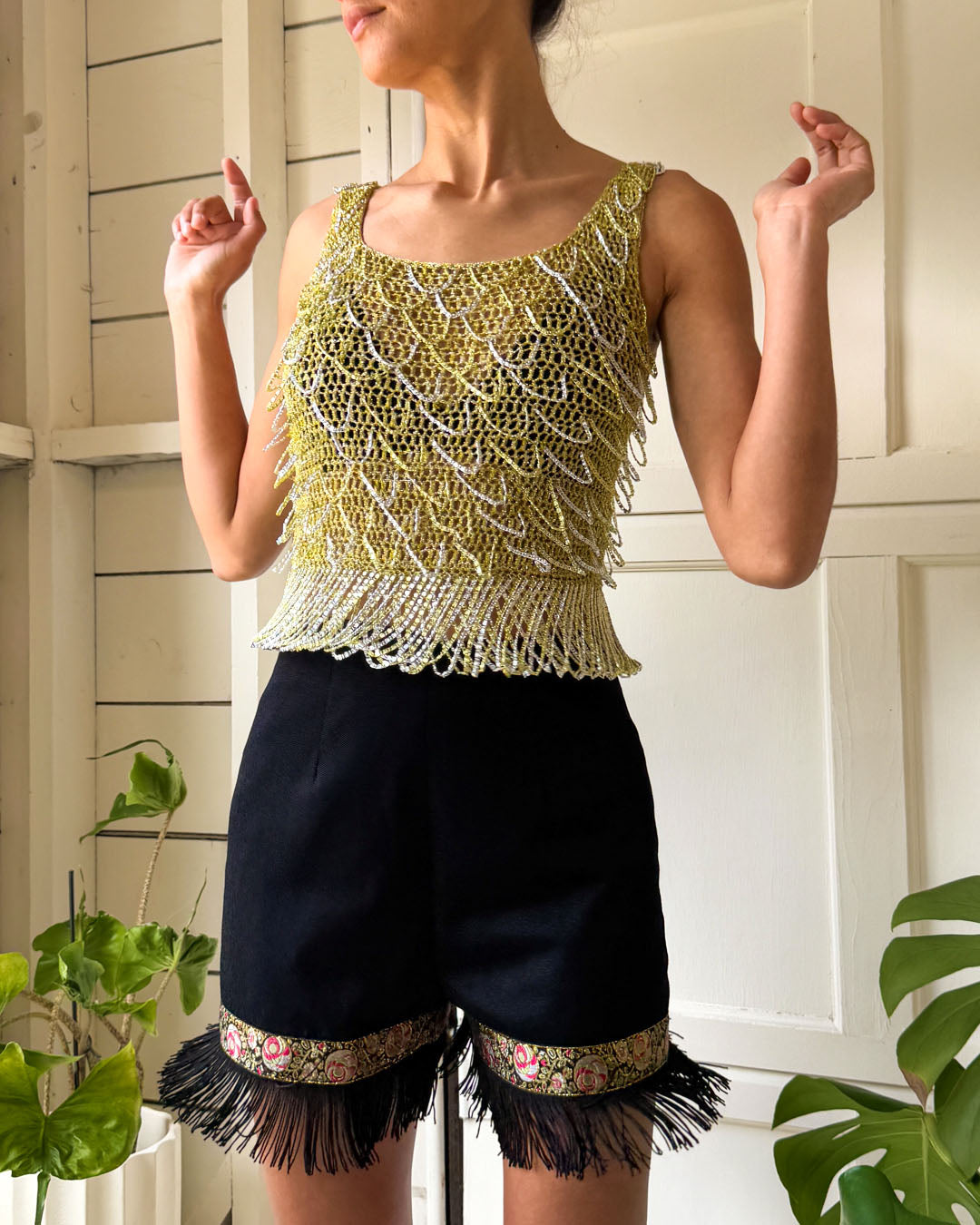 70s Loris Azzaro Chain Knit Top | XS