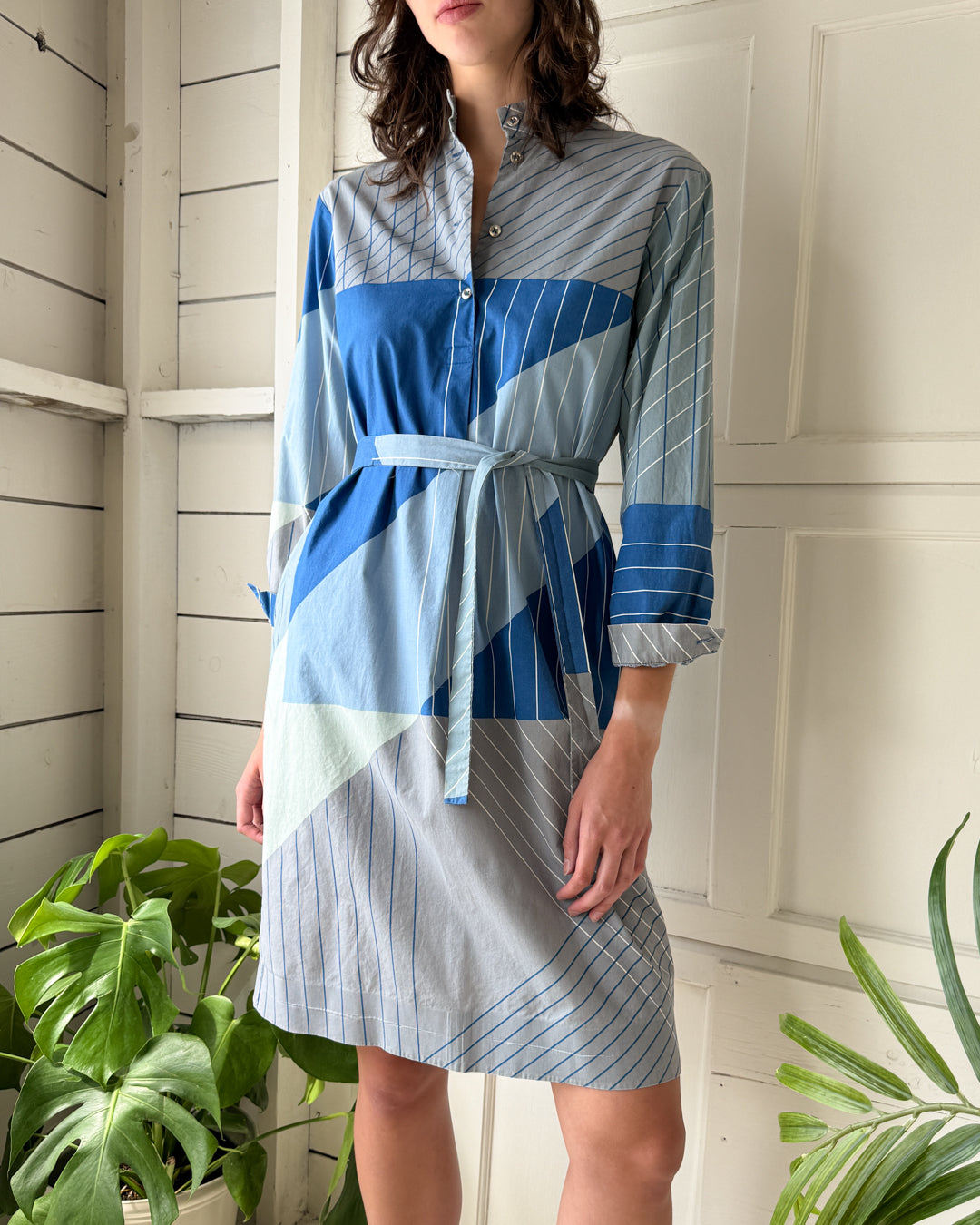70s Marimekko Belted Cotton Dress | S-M