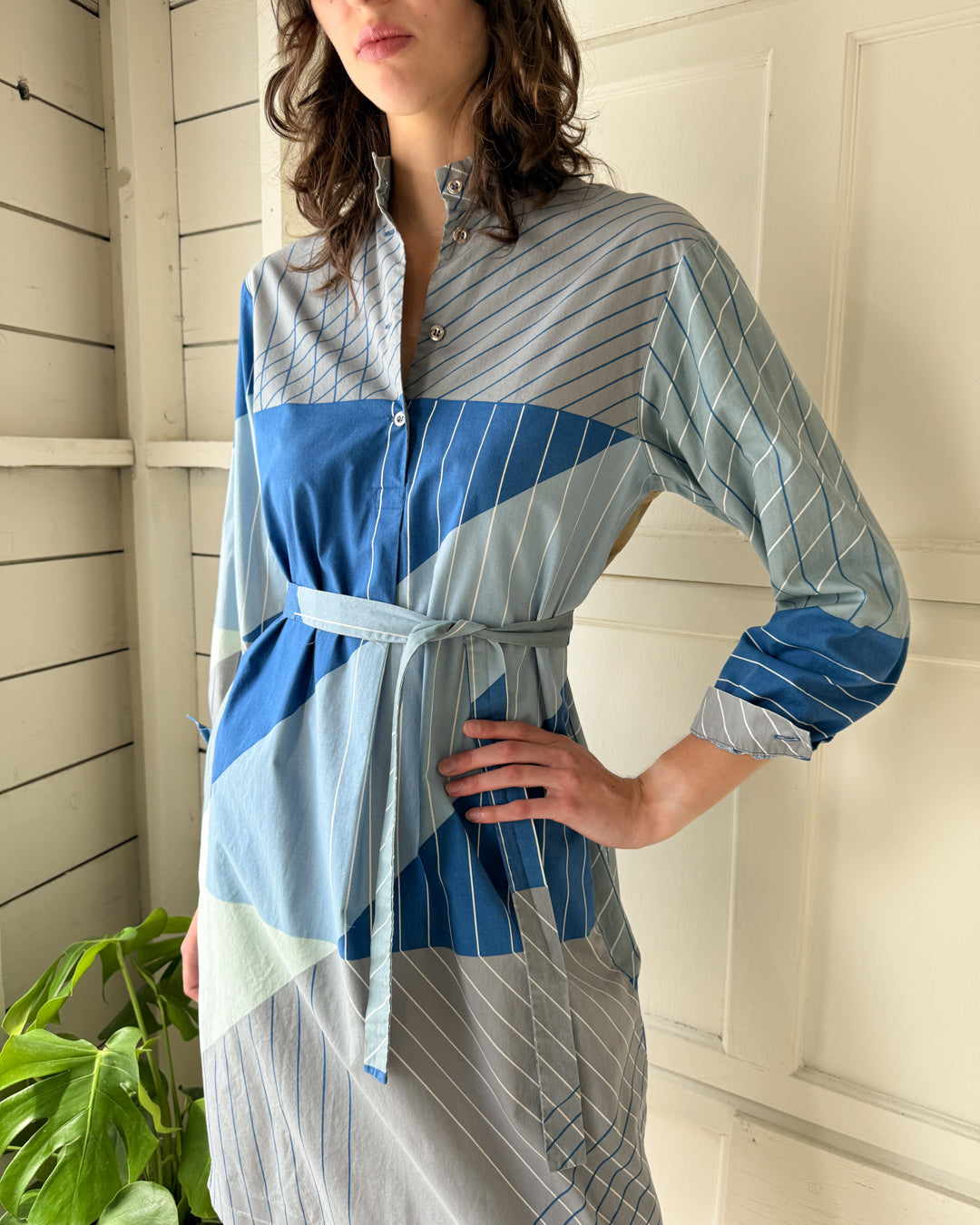 70s Marimekko Belted Cotton Dress | S-M