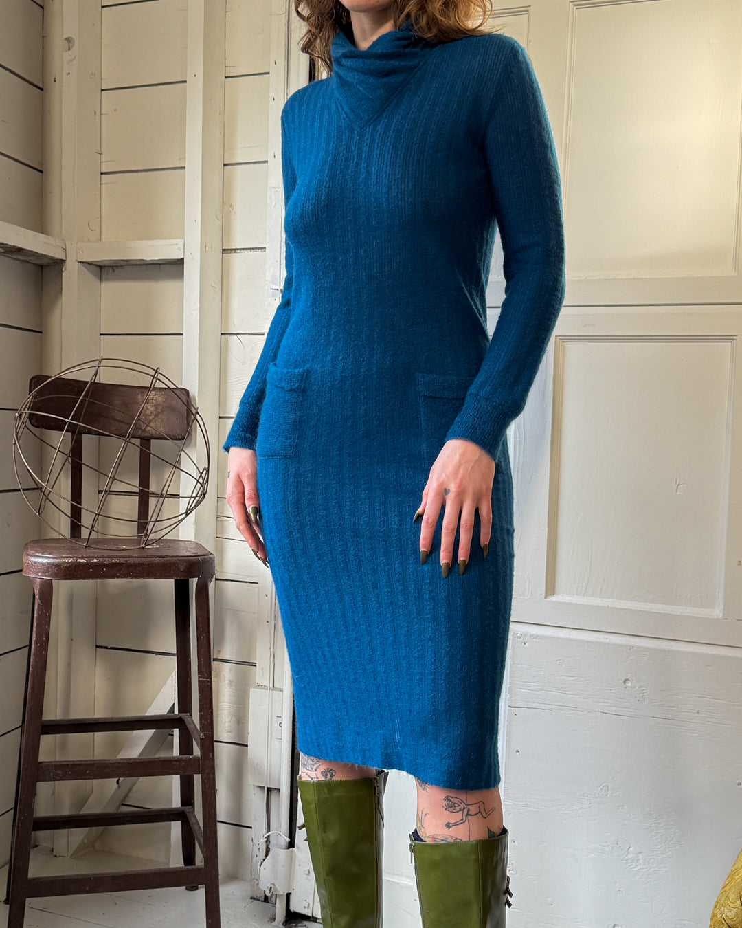 70s Missoni Teal Wool Dress | S