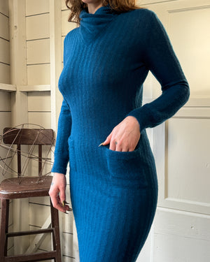 70s Missoni Teal Wool Dress | S