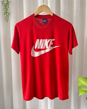 80s Red Nike Logo T-Shirt | M