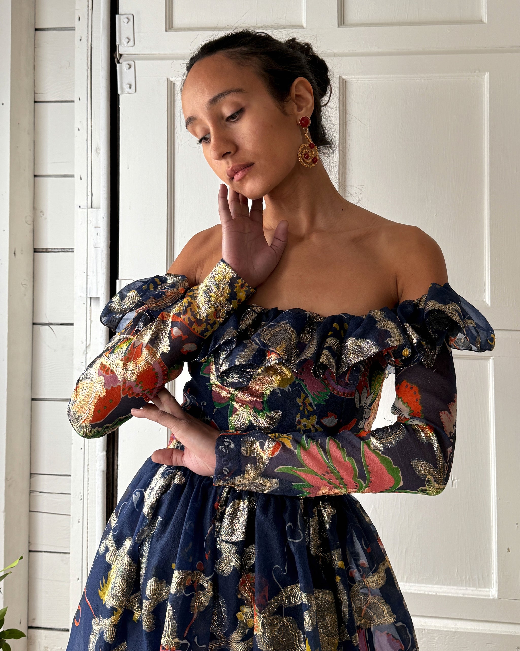 70s Oscar de la Renta Lurex Dress | XS - Lucky Vintage 70s Oscar de la Renta Lurex Dress | XS - Lucky Vintage