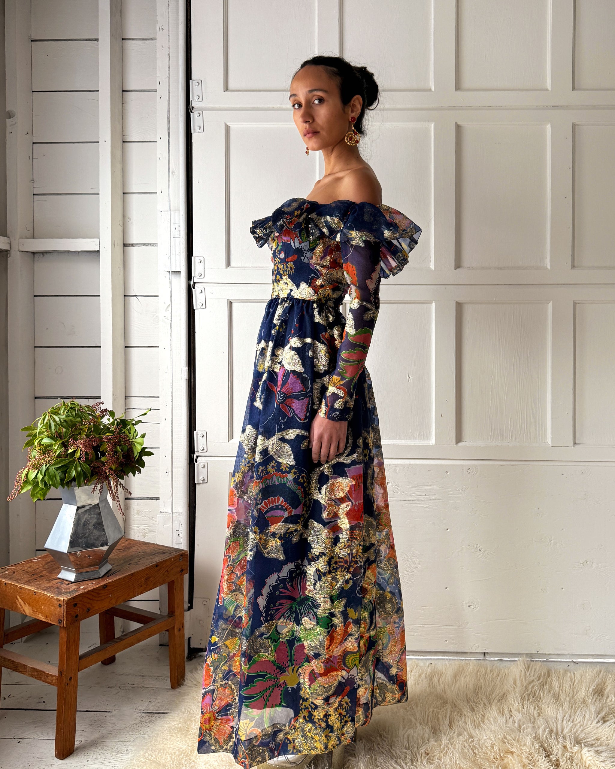 70s Oscar de la Renta Lurex Dress | XS