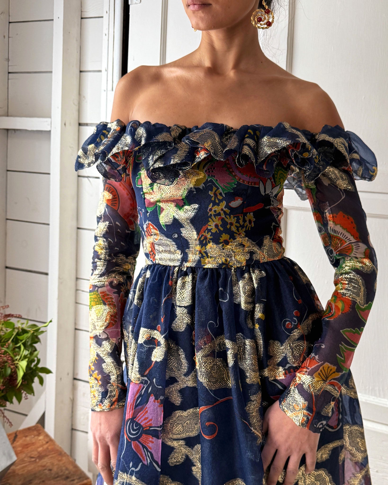 70s Oscar de la Renta Lurex Dress | XS