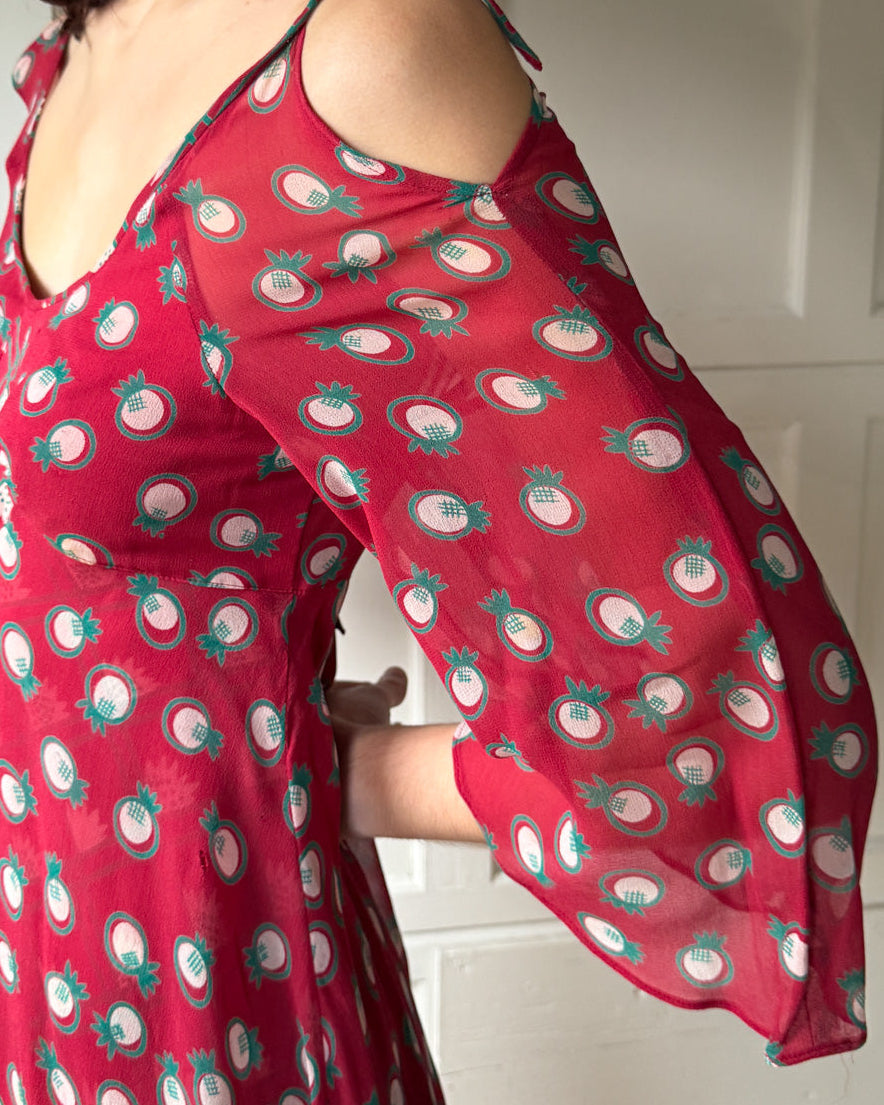 70s Ossie Clark Crepe Dress | S