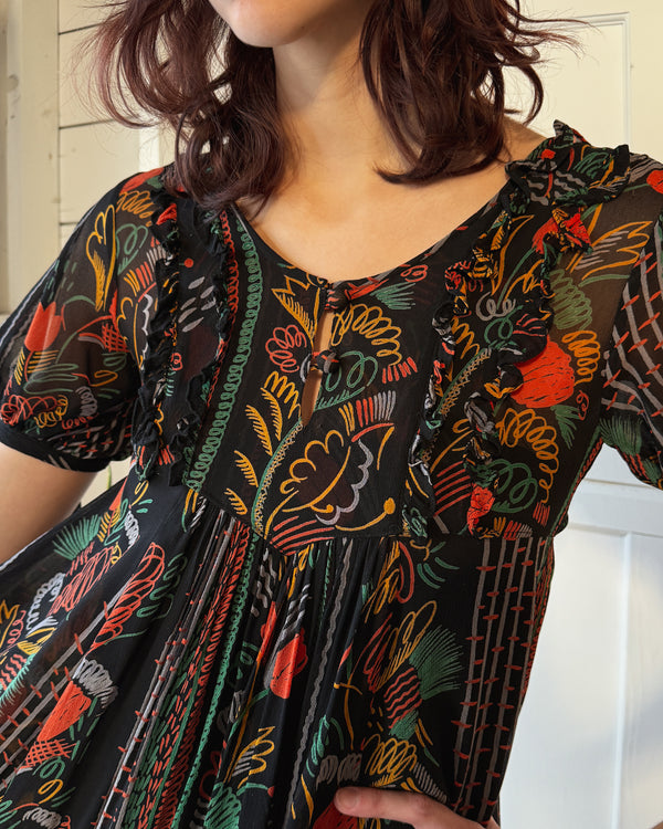 70s Ossie Clark Crepe Dress | S