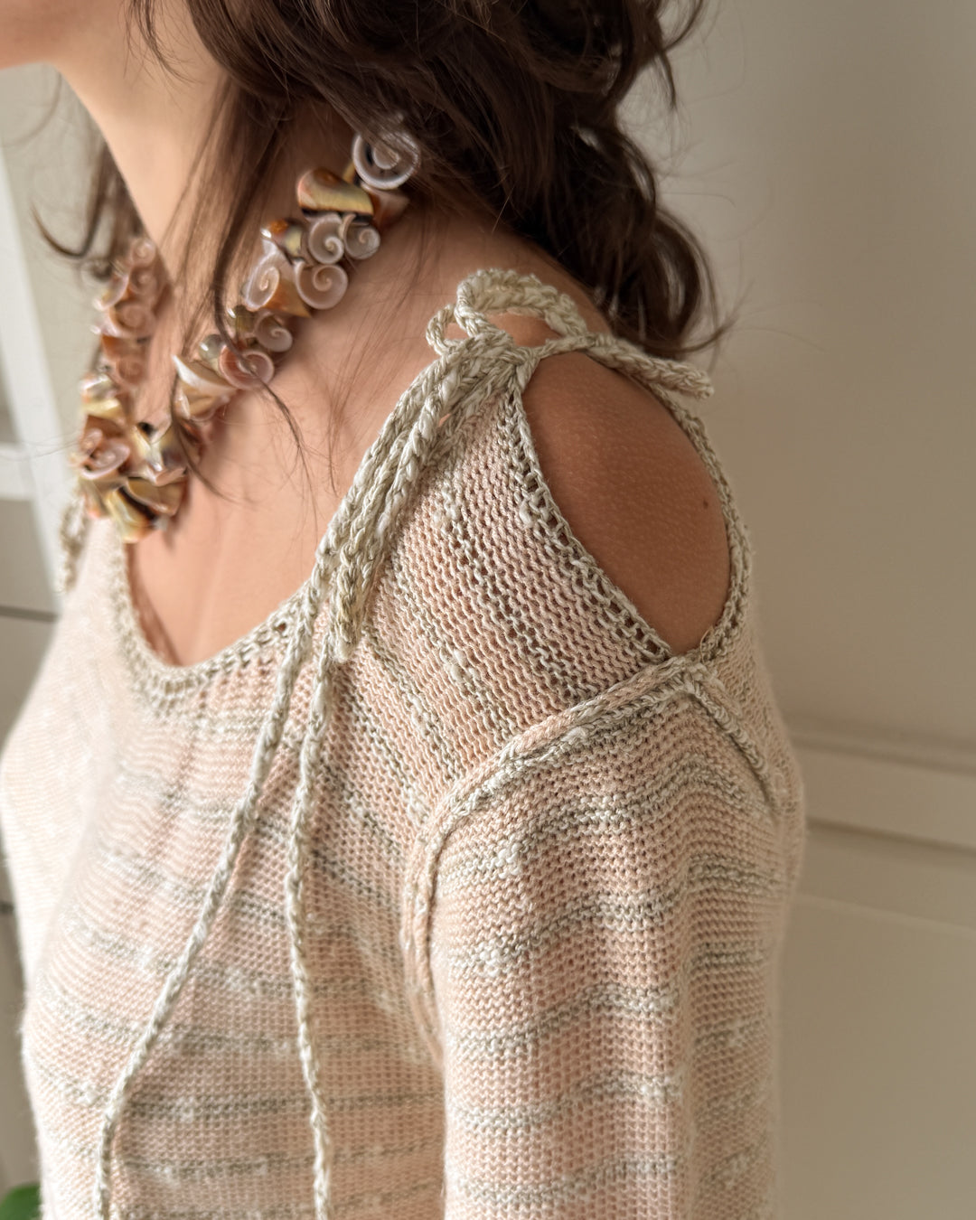 70s Scottish Linen Knit Dress | M