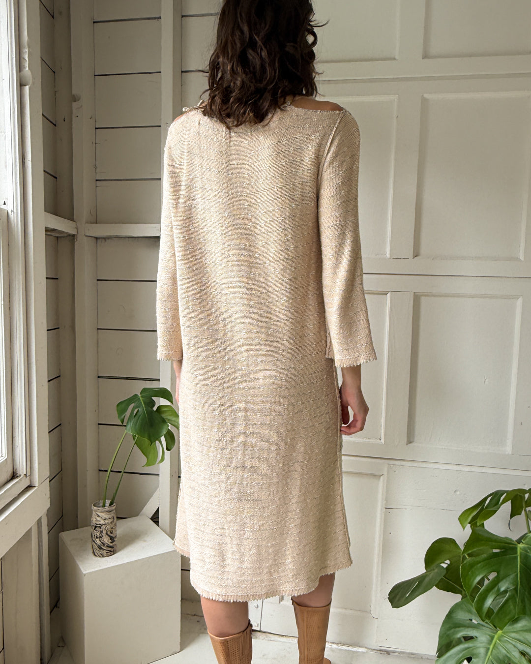 70s Scottish Linen Knit Dress | M 70s Scottish Linen Knit Dress | M