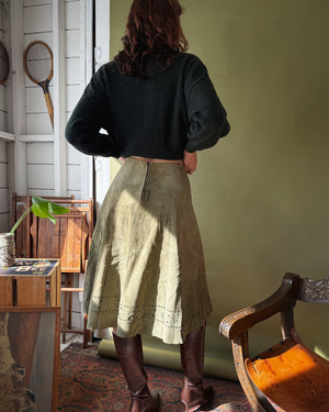 70s Ted Lapidus Leather Skirt | S-M