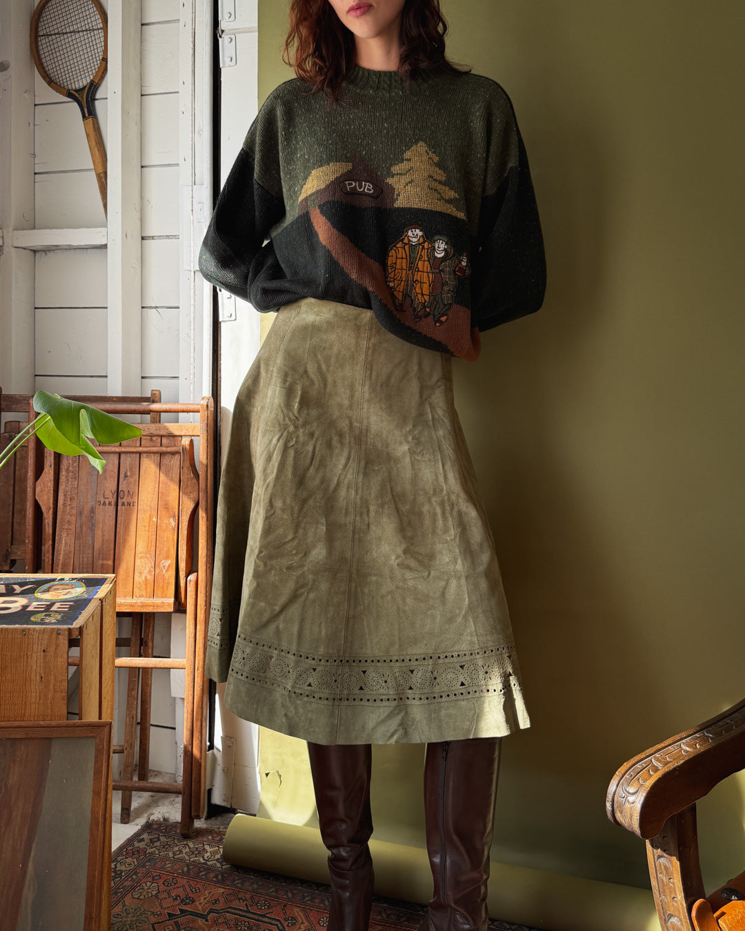 70s Ted Lapidus Leather Skirt | S-M