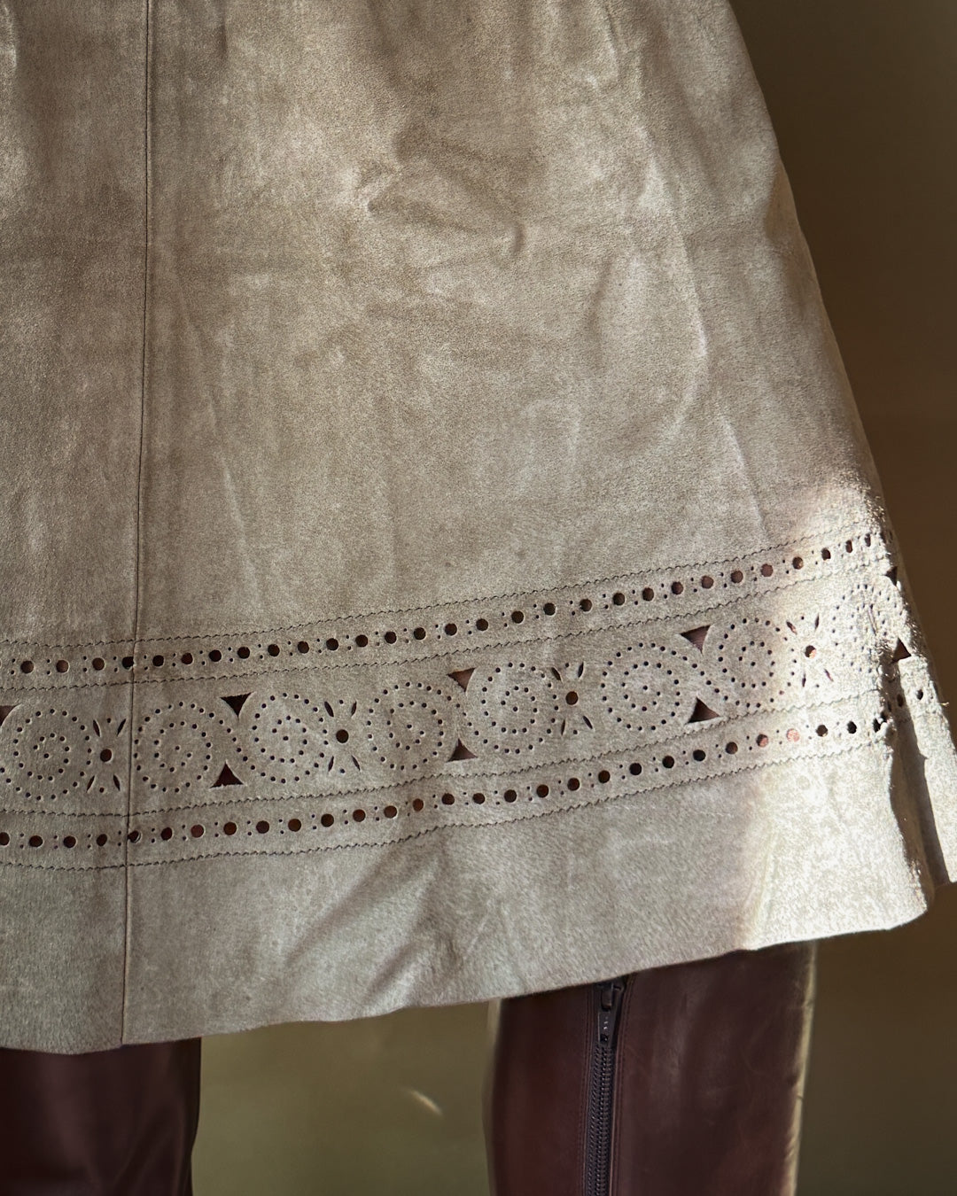 70s Ted Lapidus Leather Skirt | S-M