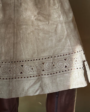 70s Ted Lapidus Leather Skirt | S-M