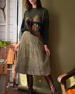 70s Ted Lapidus Leather Skirt | S-M