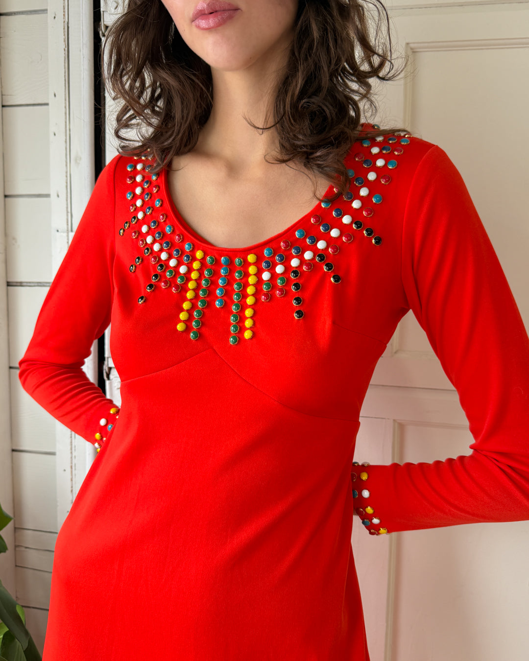 70s Studded Maxi Dress | M