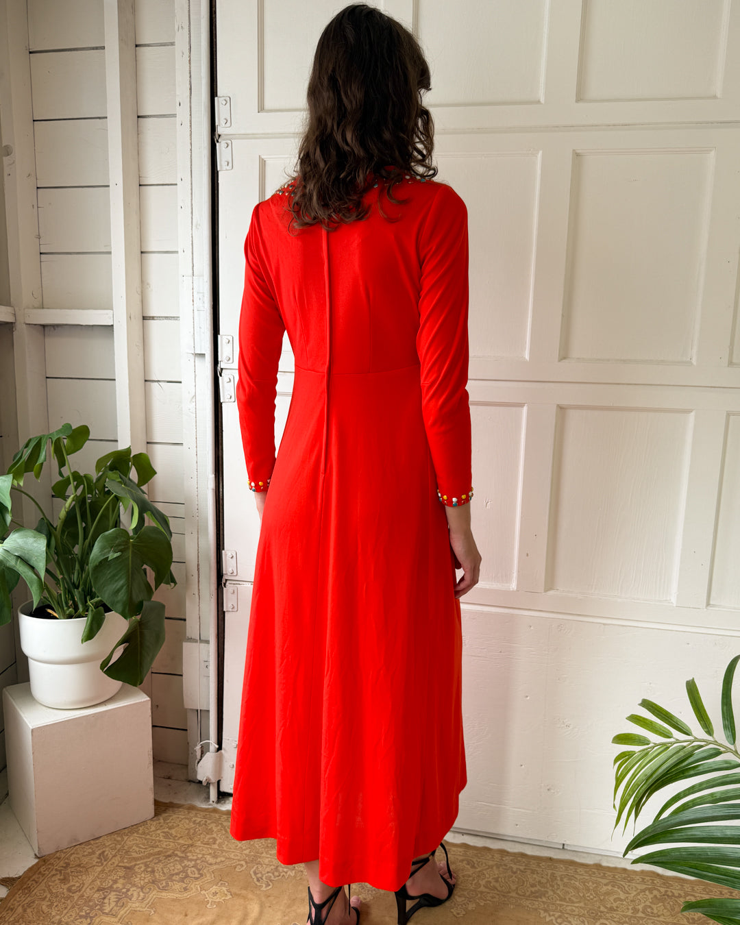 70s long sleeve maxi dress 1970s Long Sleeve Maxi Dress With Hood Extra Small/Small| Bohme Vintage
