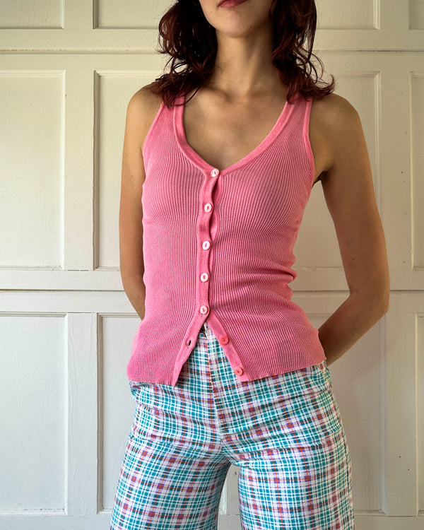 80s Yves Saint Laurent Ribbed Tank | XS-S - Lucky Vintage