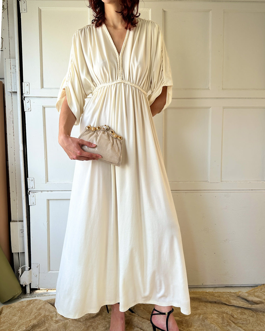 70s Grecian Maxi Dress | S-M