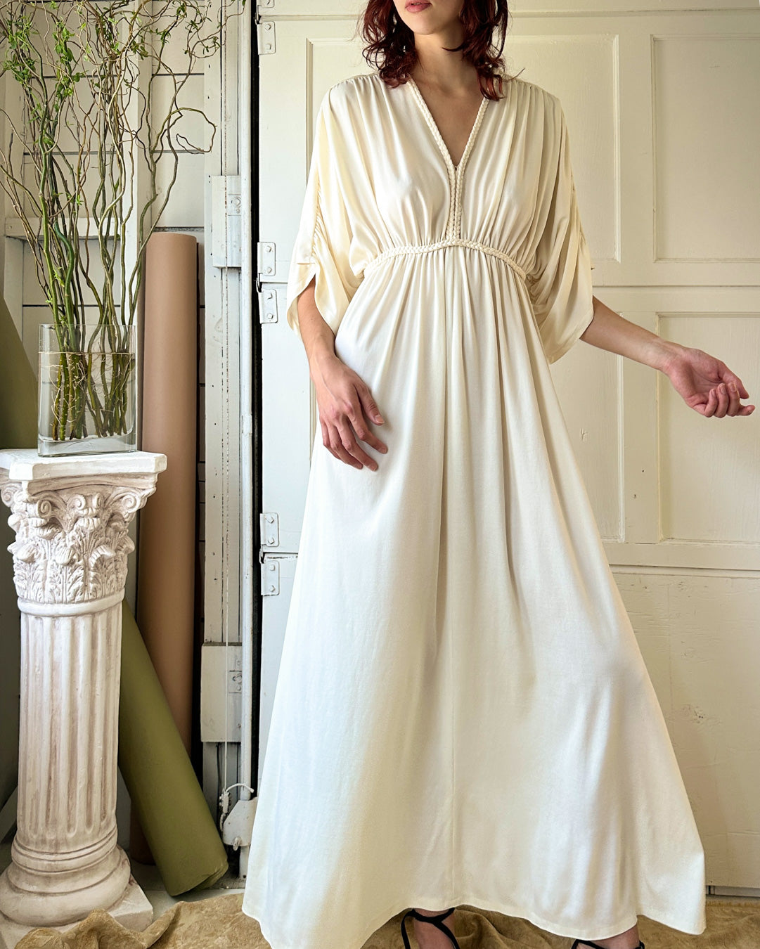 70s Grecian Maxi Dress | S-M