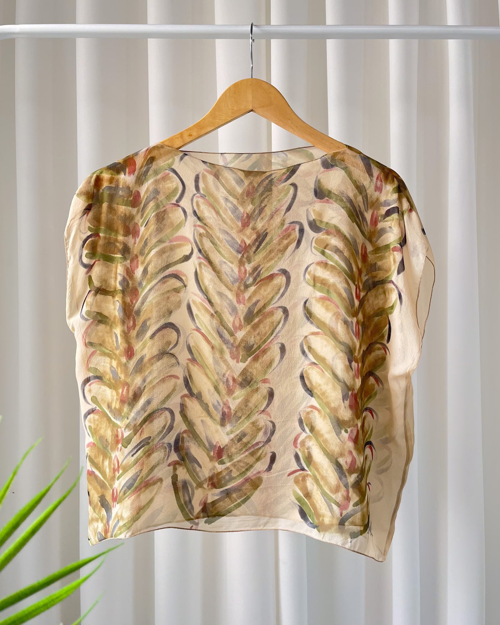 70s Hand Painted Silk Top | S-M