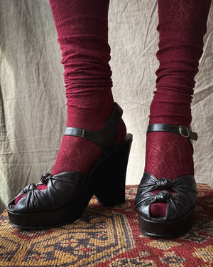 70s Black Leather Platforms | 10