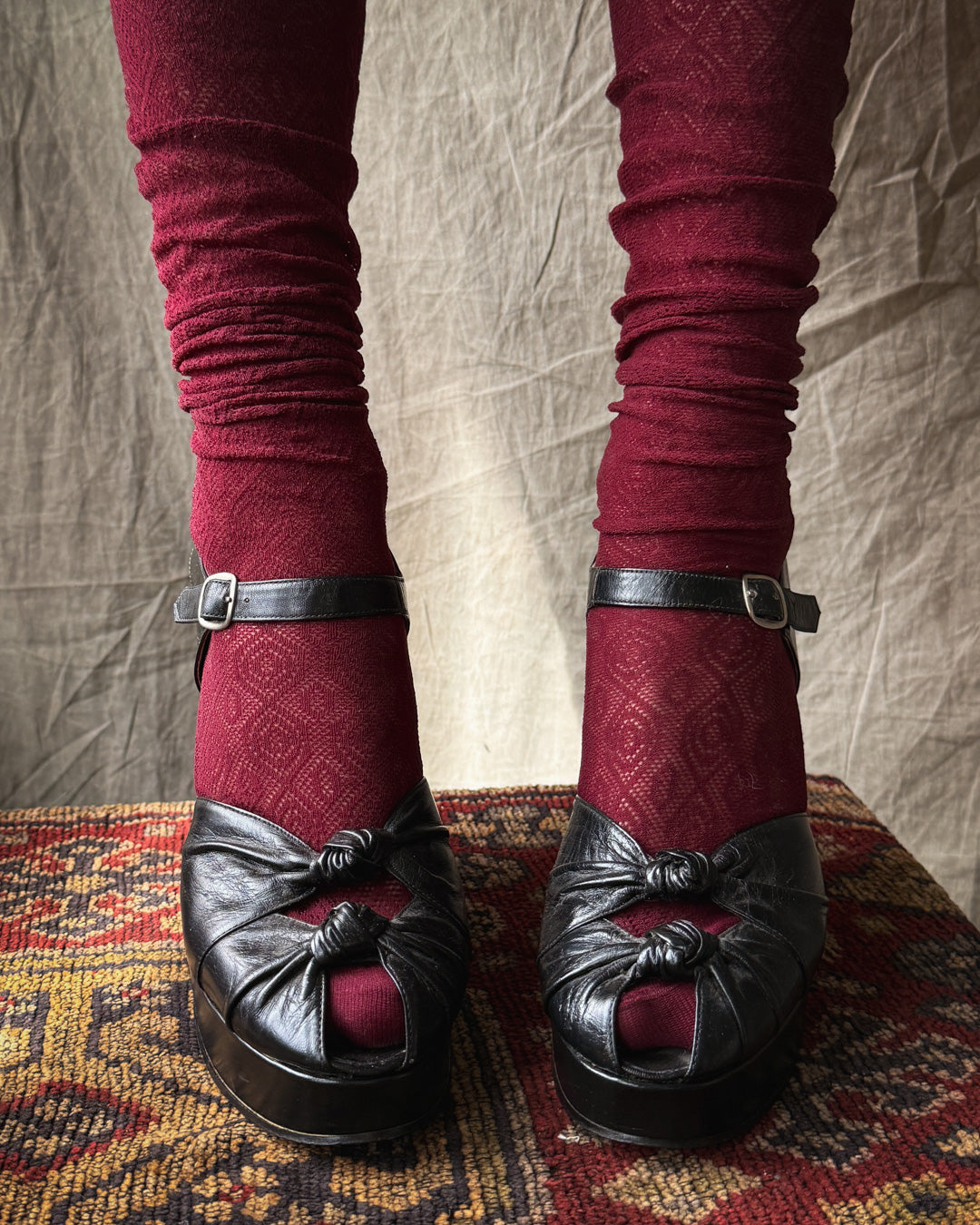 70s Black Leather Platforms | 10