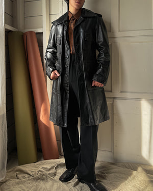 70s Black Leather Jacket | M
