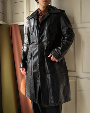 70s Black Leather Jacket | M