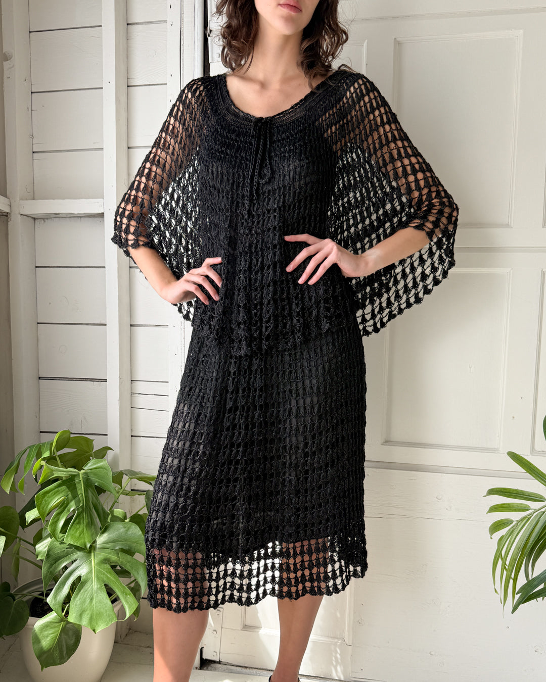 70s Silky Rayon Crochet Set | S-M