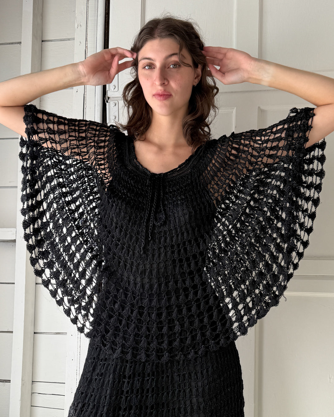 70s Silky Rayon Crochet Set | S-M