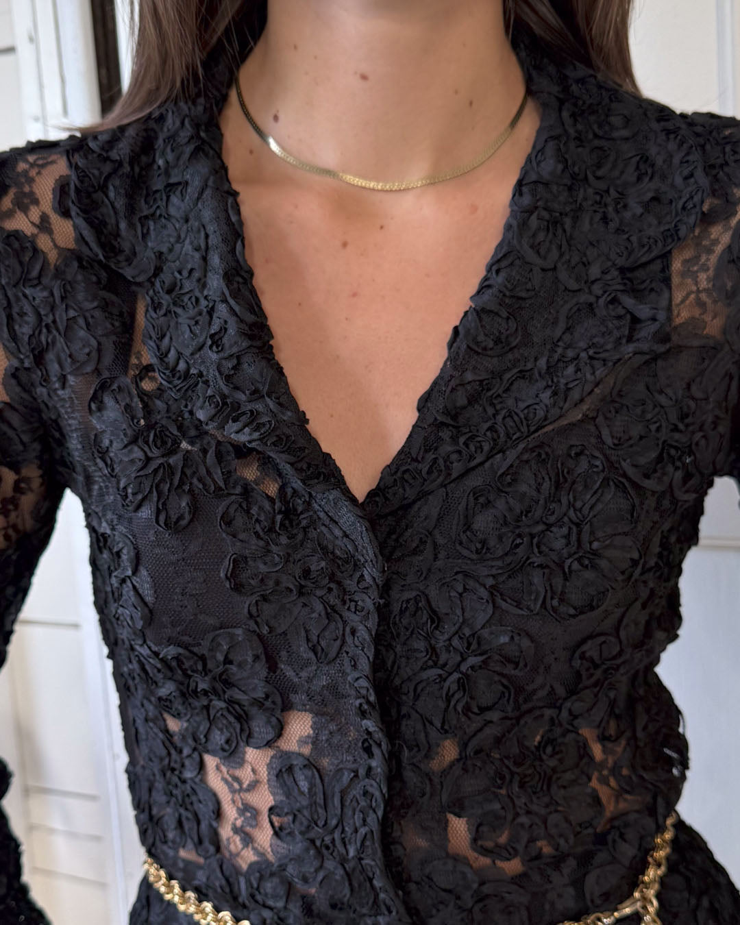 70s Black Lace Romper | XS-S