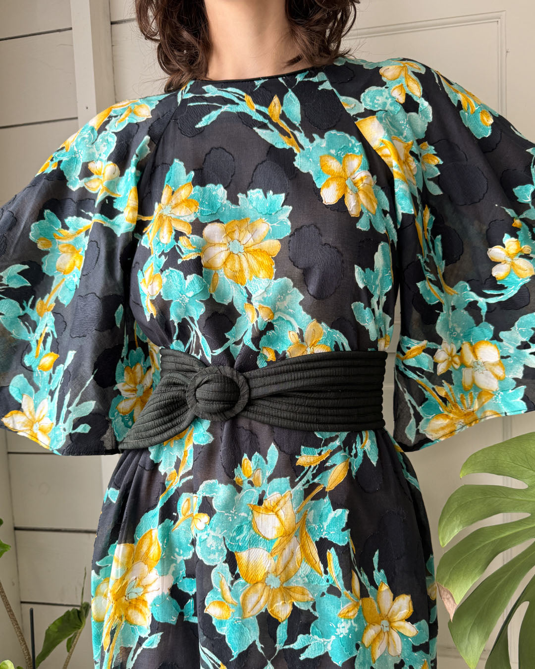 70s Wide Black Silk Belt