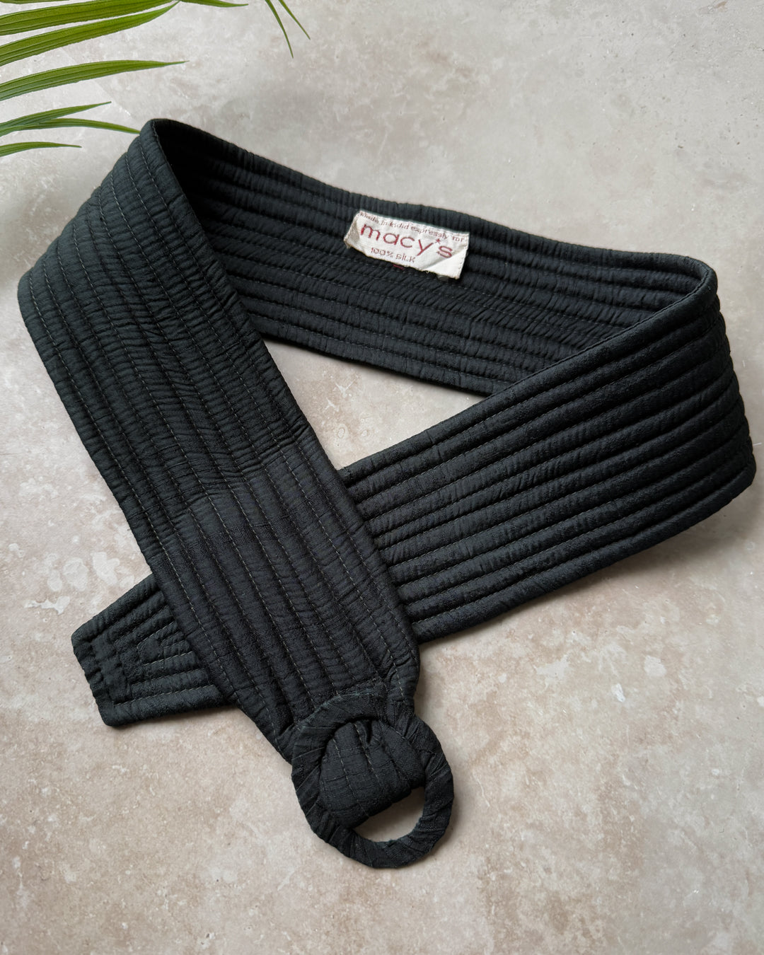 70s Wide Black Silk Belt