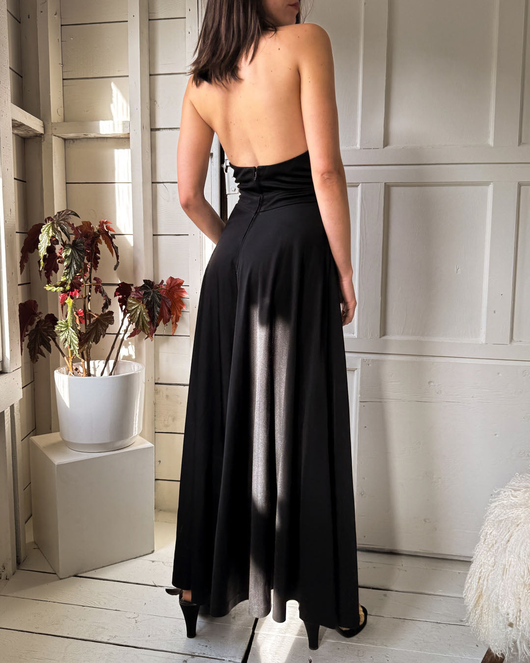 70s Black Palazzo Pant Jumpsuit | S 70s Black Palazzo Pant Jumpsuit | S