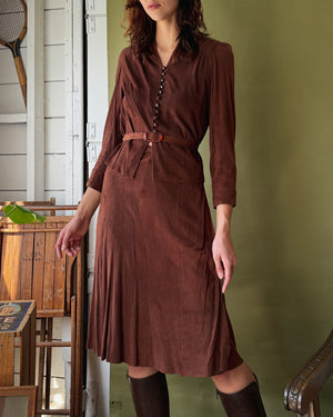 70s Deerskin Leather 3 Piece Set | M