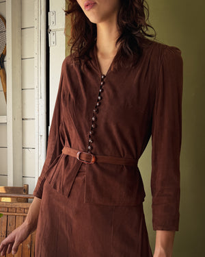 70s Deerskin Leather 3 Piece Set | M