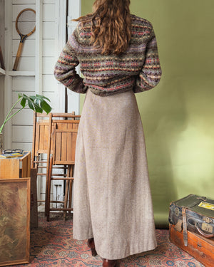 70s Herringbone Wool Skirt | S