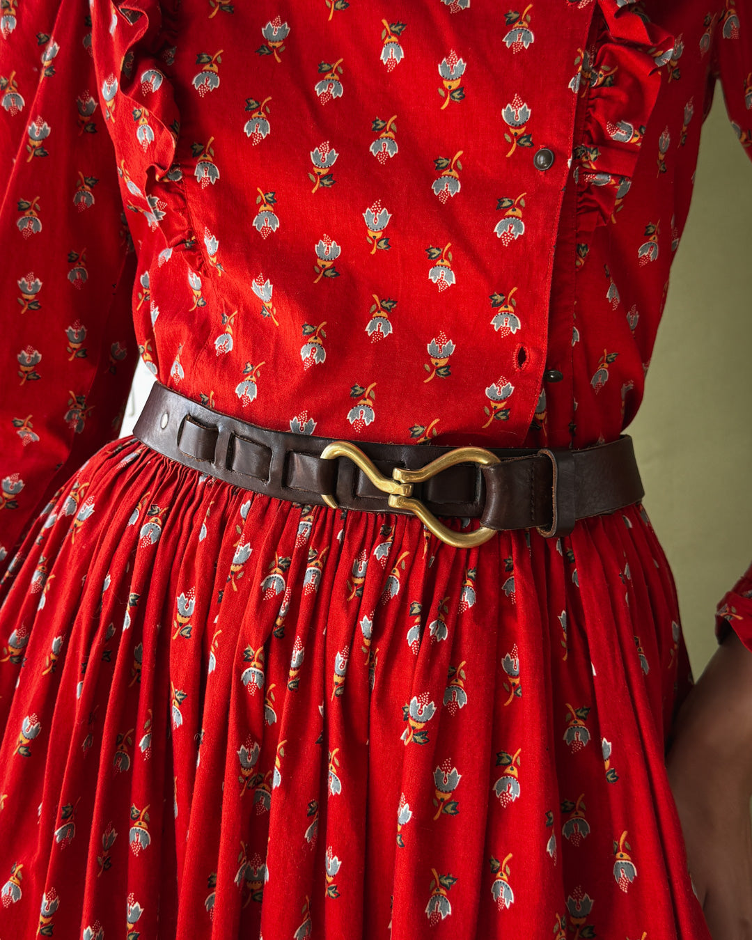 90s Leather Brass Hook Belt