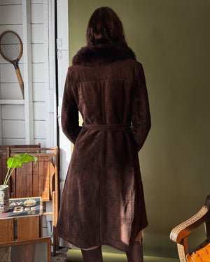 70s Belted Shearling Coat | S