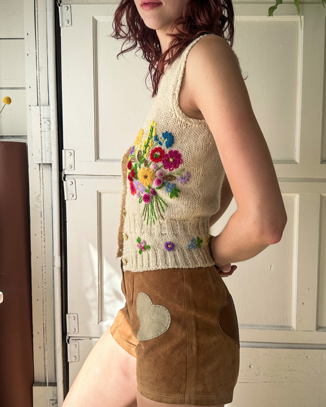 70s Suede Heart Shorts | S