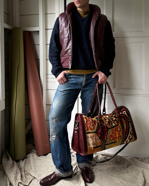 80s Padded Collar Leather Vest | S