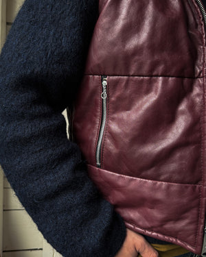 80s Padded Collar Leather Vest | S