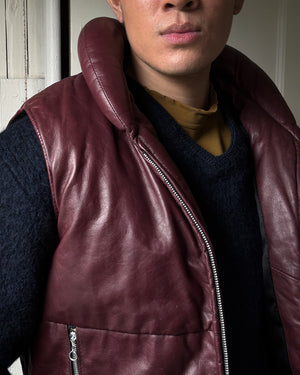 80s Padded Collar Leather Vest | S