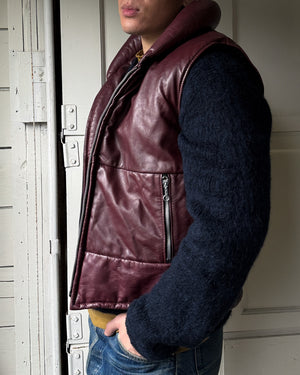 80s Padded Collar Leather Vest | S