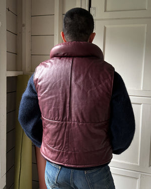 80s Padded Collar Leather Vest | S